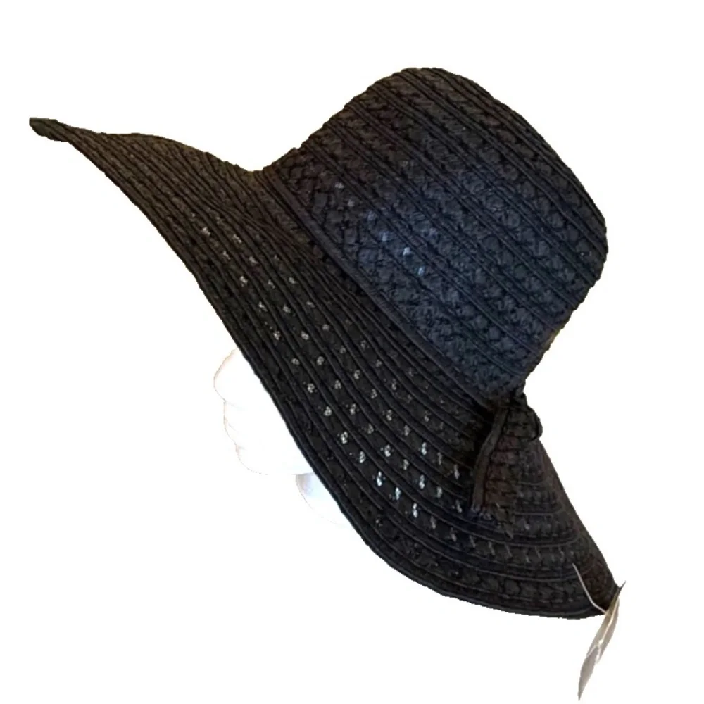 Maddhatter Women's Woven Wide Brim Sun‎ Hat; Black; One Size NWT